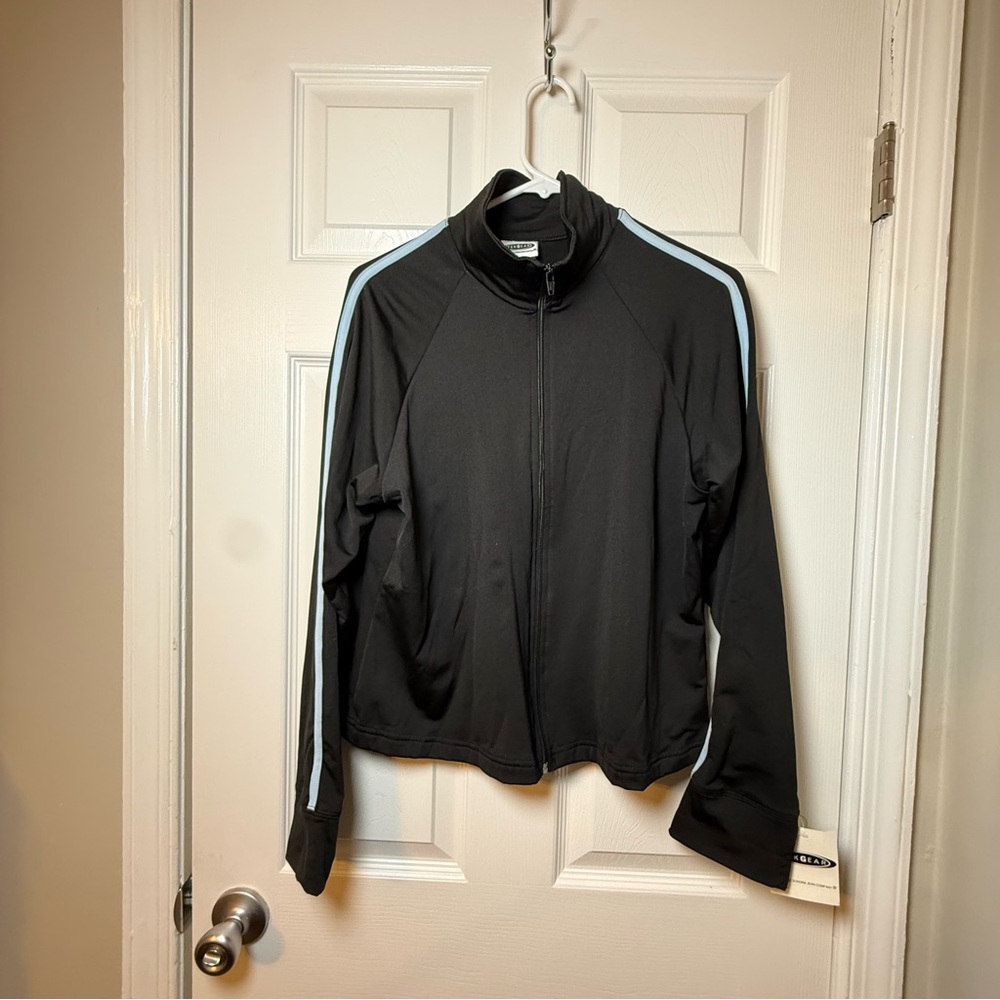 Tek Gear Full Zip Track Jacket Black w/ Blue Stripe XL NWT